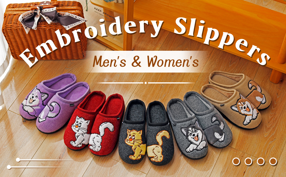 Тапочки додому чоловічі та жіночі з милим мотивом котів та собак, зимові теплі плюшеві з підкладкою з фетру, 38/39 EU, червоні