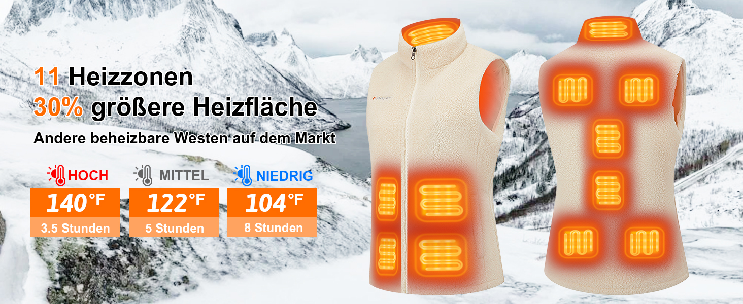 Жіноча флісова електрична жилетка Gokozy з 11 зонами обігріву та акумулятором 7.4V, Sherpa, тепла та затишна жилетка для осені та зими, колір Off-White
