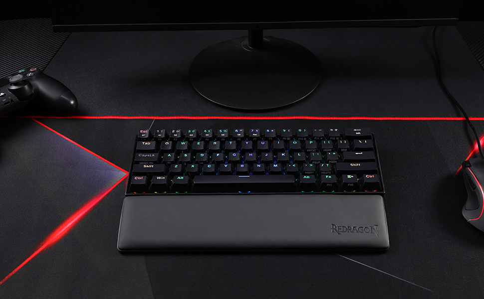 Клавіатура Redragon Meteor L з підкладкою для зап'ястя, ергономічна, чорна