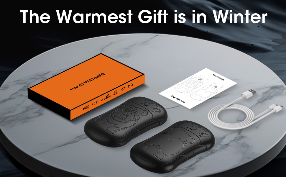 Електричні грілки для рук, 2 шт. 6000 мАг, акумуляторні, багаторазові, для спорту, полювання, кемпінгу, теплий подарунок, чорний