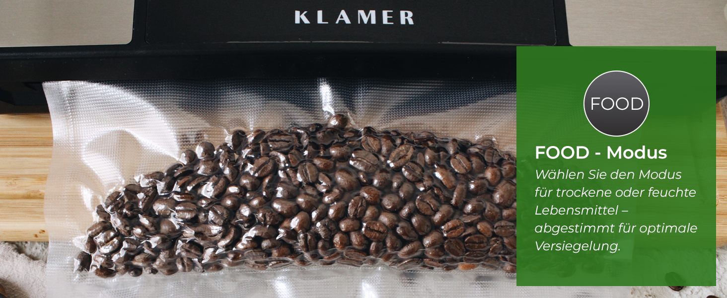 KLAMER Classic Pro 80 (2024) - Вакуумний пакувальник для продуктів харчування, Sous Vide, комплект з пакетами та шлангом