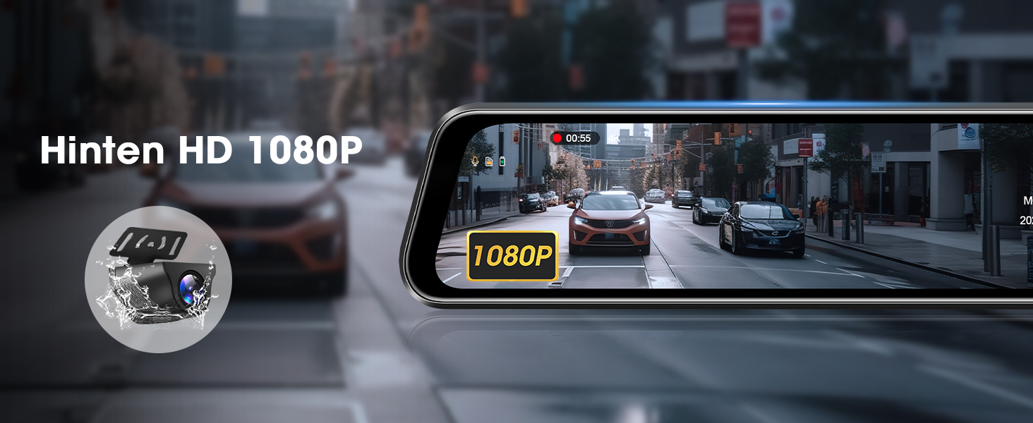 Відеореєстратор Vtopek 4K WiFi дзеркало з камерою заднього виду, 10