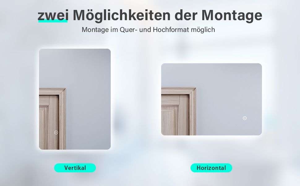 Елегантне дзеркало для ванної кімнати з LED-підсвічуванням 40x60 см, холодне біле світло, енергозберігаюче, настінне