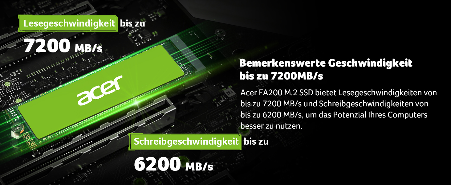 SSD Acer FA200 1TB PCIe 4.0 NVMe - Швидкий накопичувач для ПК, ноутбука, PS5 (Gen4)