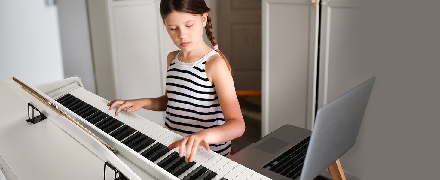 Donner Digitalpiano DDP-100: 88 клавіш, зважена клавіатура, для початківців, комплект з підставкою та адаптером, білий