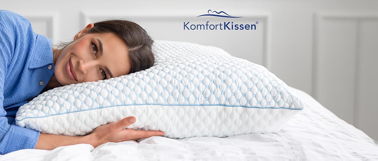 Подушка ортопедична MKS KomfortKissen ORIGINAL для сну на боку, 100x150 см, бавовна/Wolken - проти болю в спині