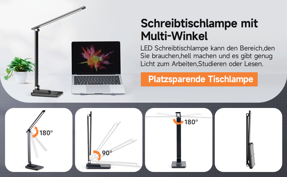 Стійлампа LED з 15 режимами денного світла, 1000LM, регульована яскравість, чорна