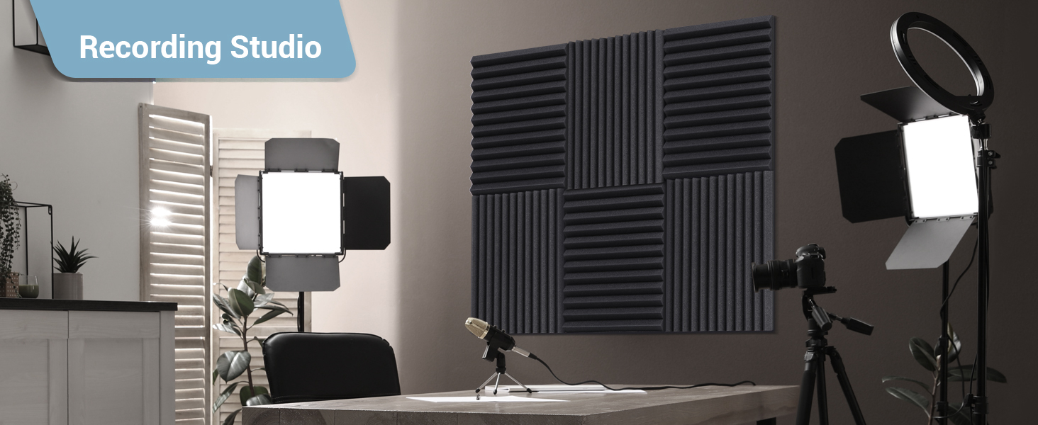 Акустичні панелі Ohuhu для звукоізоляції, шумопоглинаючий пінополістирол 30x30x2,5 см, 24 шт. — для студії, подкастів та геймінгу