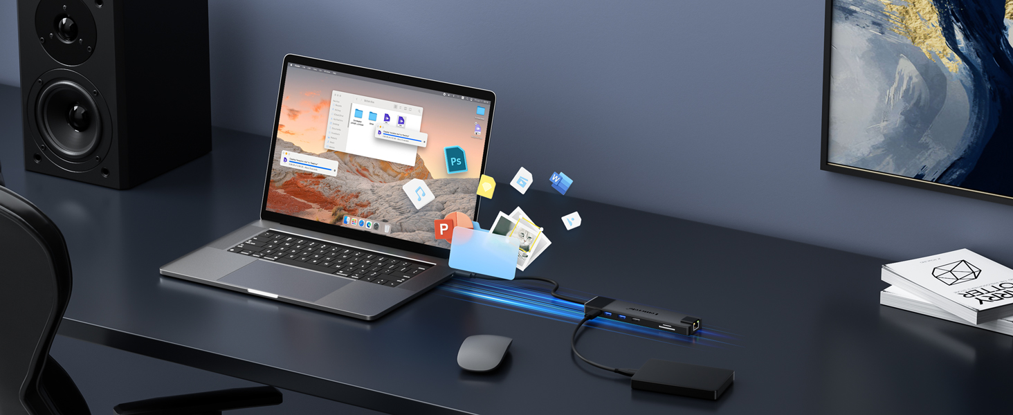 Док-станція USB-C хаб 13-в-1 з підтримкою 2 моніторів 4K HDMI, VGA, Ethernet, USB 3.0/2.0, PD 100W, SD/TF, AUX для Windows/Mac/Dell/HP