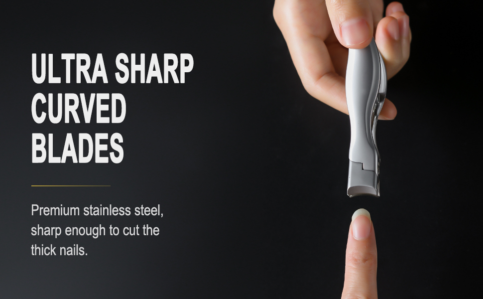 Кусачки для нігтів з лотком для обрізків, великі 8.6 см, для товстих нігтів, нержавіюча сталь, з пилкою для нігтів (чорні)