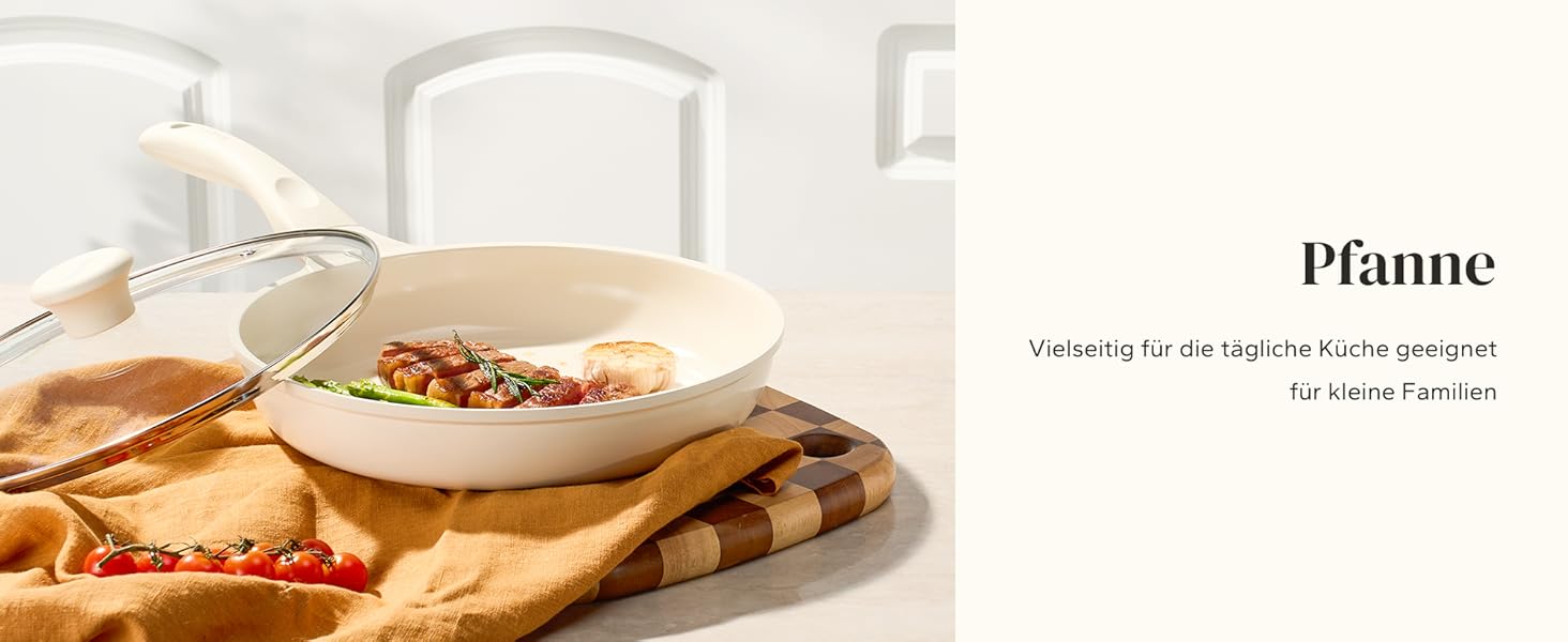 Набір посуду Redchef: 11-ти частинний набір каструль та сковорідок з керамічним покриттям, індукційний, PTFE-free, PFAS-free, для всіх типів плит, безпечний, миється в посудомийній машині (Бежевий)