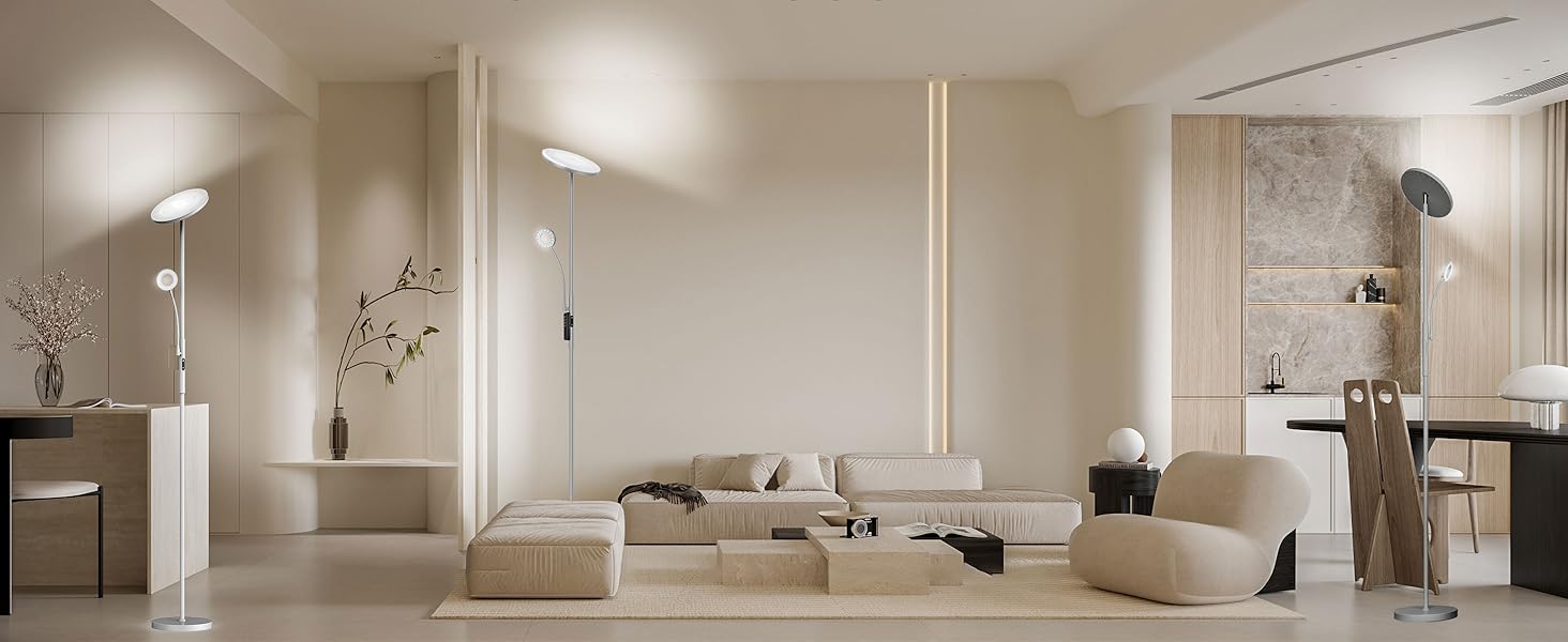 LED-підлогова лампа Modlicht 35W з регулюванням яскравості, чорна, 4200LM, з пультом та сенсорним керуванням, 3000-6000K, для вітальні, спальні, офісу