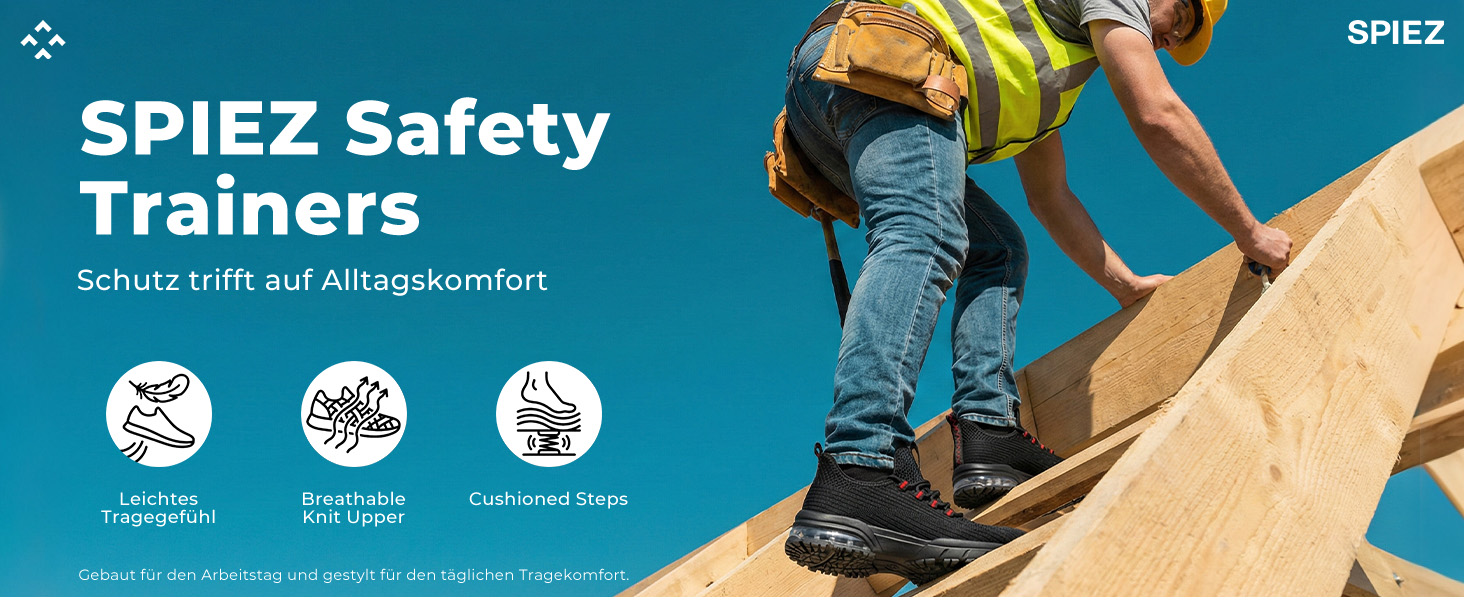 Захисні черевики SPIEZ для чоловіків та жінок, легкі робочі черевики з композитною захисною шапкою, неслизькі з повітряною подушкою для комфорту, чорно-червоні, розміри EU 36–46