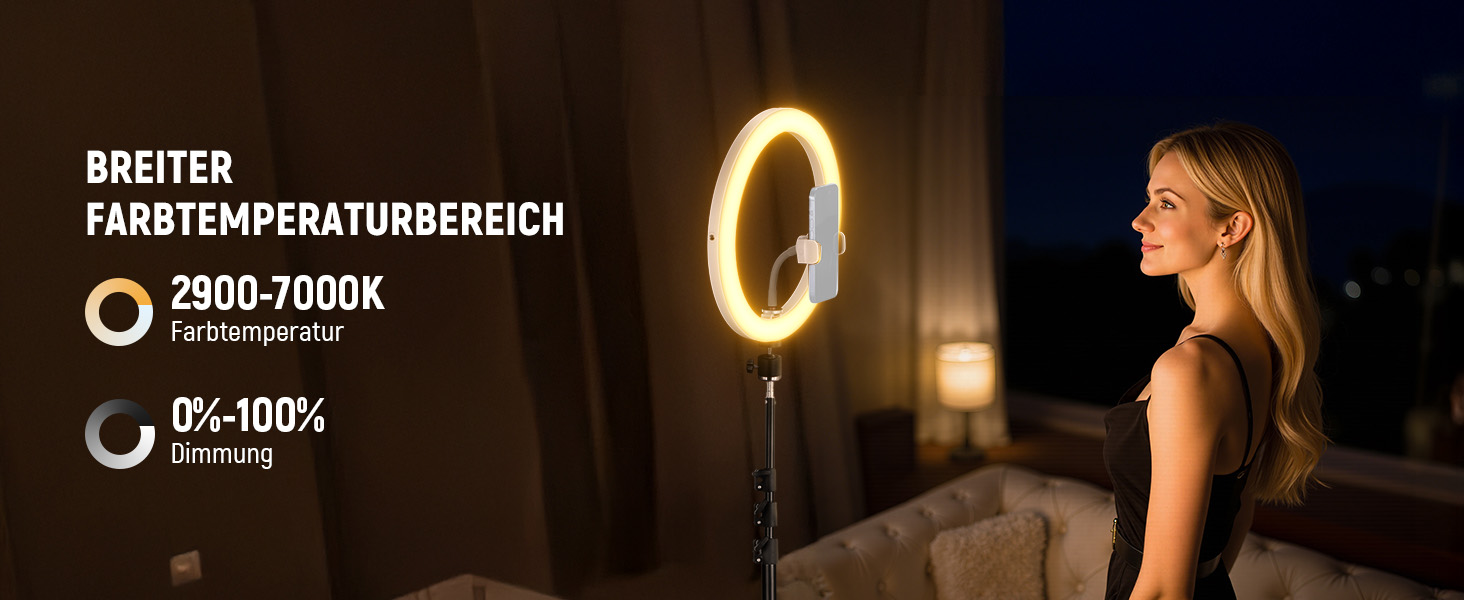 NEEWER Комплект кільцевого світла для фото та відео: 48 см, 52 Вт, регульоване LED кільцеве світло з штативом та Bluetooth для смартфона, YouTube, селфі (RH12B Pro)