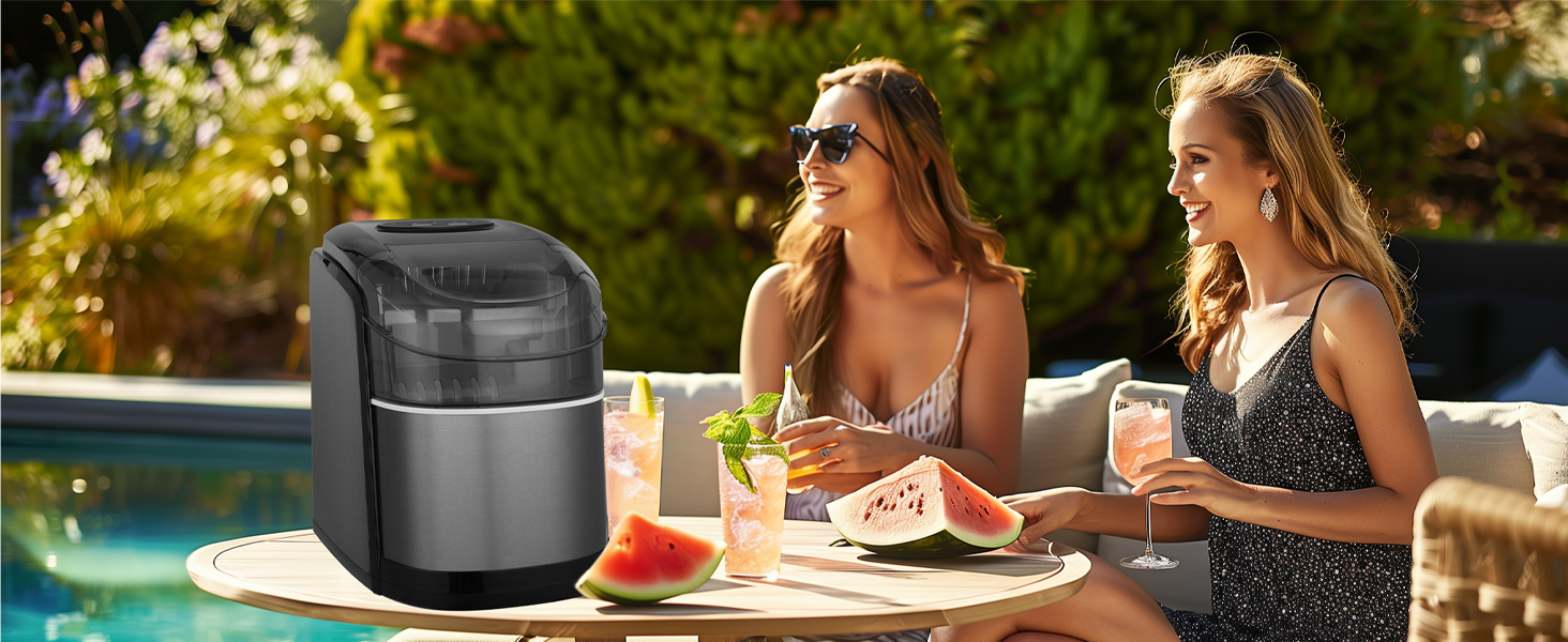 Машина для приготування льоду 12 кг, Ice Maker, чорний, з функцією самоочищення