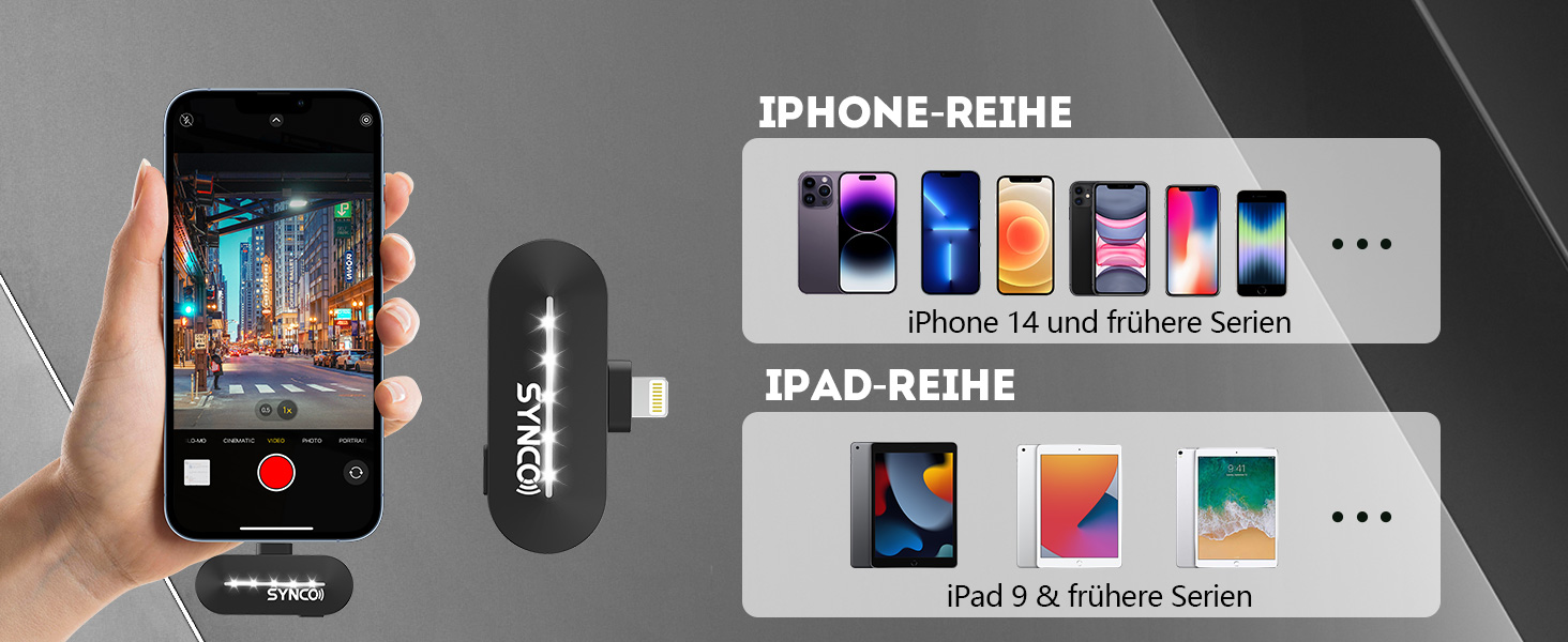 Бездротовий мікрофон-петличка SYNCO P2ST для iPhone 15/16/17 та Android (USB-C, HiFi, з чохлом для зарядки)