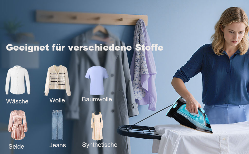 Праска, парогенератор 2400W бездротова Powersteam Ultra з керамічною підошвою, самоочищення, функція розпилення, стоп-крапля, автоматичне вимкнення, блакитна