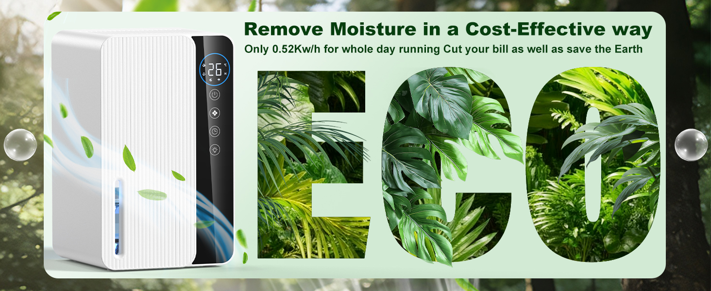 Електричний осушувач повітря 1800 мл, енергозберігаючий, для спальні та ванної кімнати, 22,5W, тихий режим, таймер, автовимкнення (550 мл/день)
