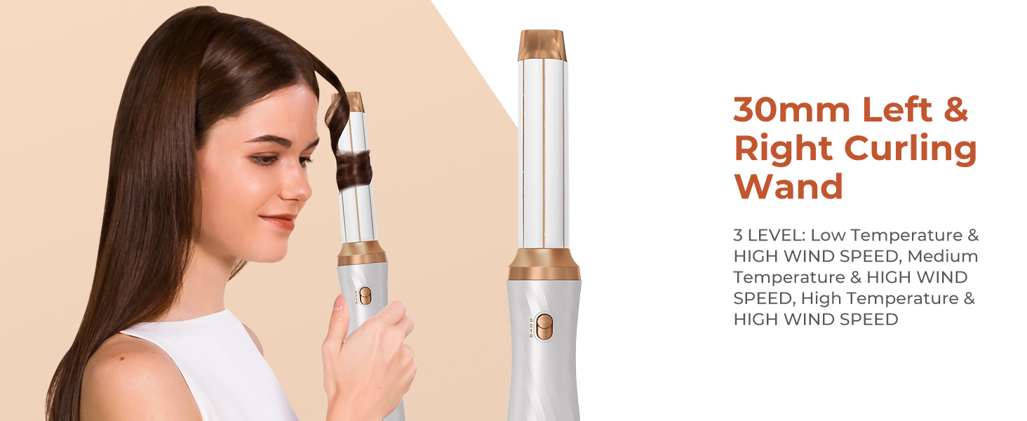 UKLISS 6-в-1 Стайлер для волосся з феном Pro, Набір для укладання волосся: плойка, випрямляч, фен, щітка для укладання, автоматична завивка, іонізація, Airbrush, подарунковий набір для жінок, блакитний (золотий)