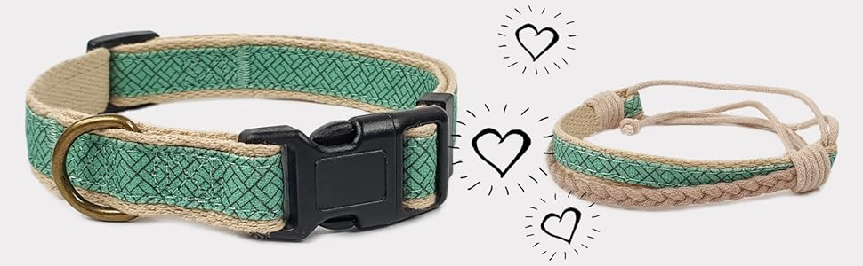 Нашийник для собак Pettsie з банданою та браслетом дружби, регульовані розміри S, M, L, знімний бандана, приваблива упаковка, для власників собак, зелений, L 45,7-66 см