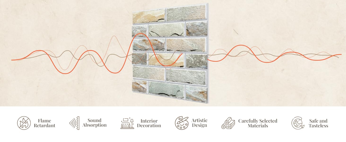 Акустичні панелі JBER самоклейні для звукоізоляції, шумопоглинаючі стінові панелі «Цегла» для студії, офісу та дому, 30 x 30 x 1 см, 12 шт, колір сірий (камінь)