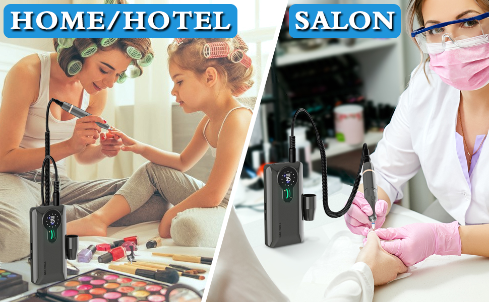 Професійний нігтефрезер ENGERWALL 35000 об/хв з акумулятором 20 годин, електрична машинка для манікюру з 7 насадками, бездротова, для акрилу та гелю, срібляста (Pro).