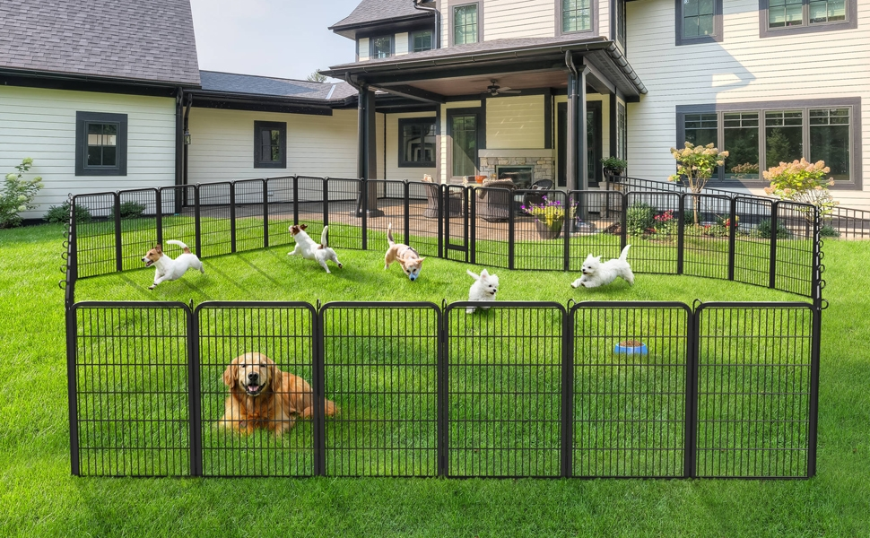 Вольєр для цуценят Yaheetech 100 см, 12 частин, чорний, розкладний, для квартири та саду