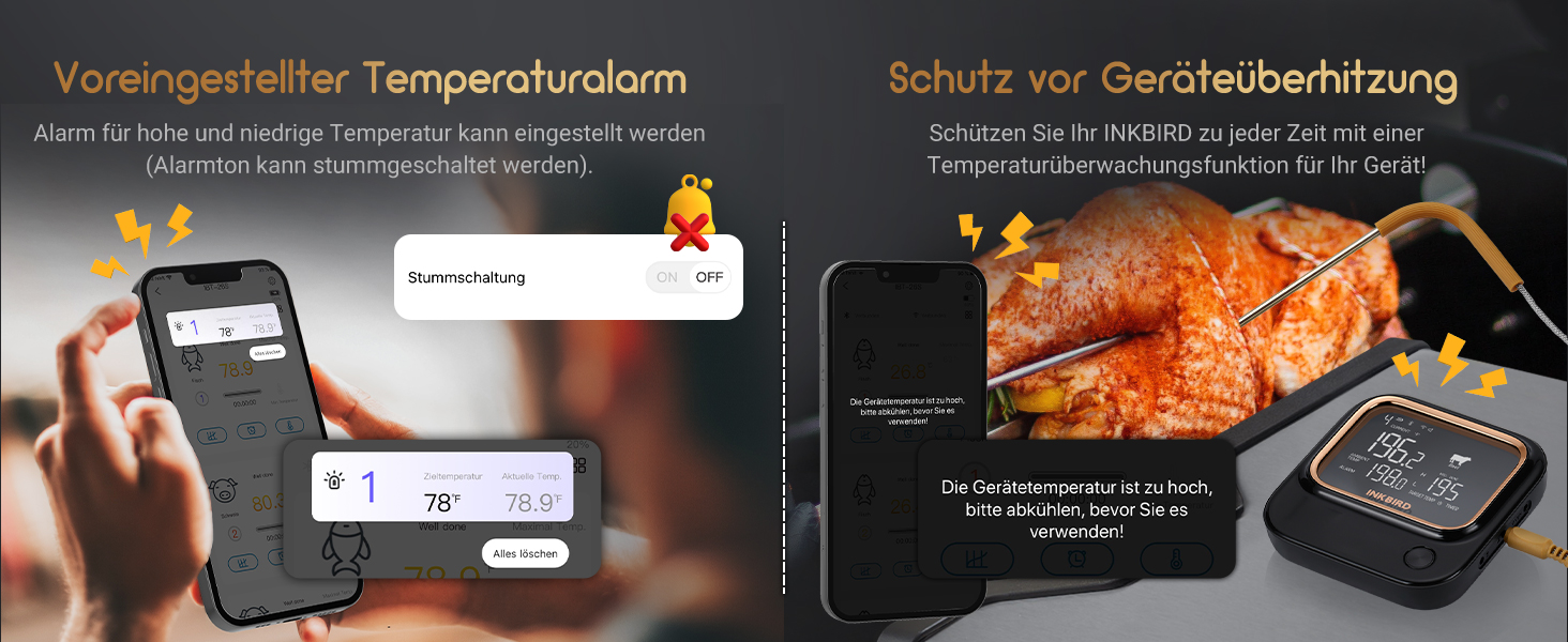 Гриль-термометр Inkbird IBT-26S з Bluetooth 5.1 і Wi-Fi, 4 датчики температури, магнітне кріплення, USB-зарядка, для кухні, духовки, гриля, BBQ, коптильні