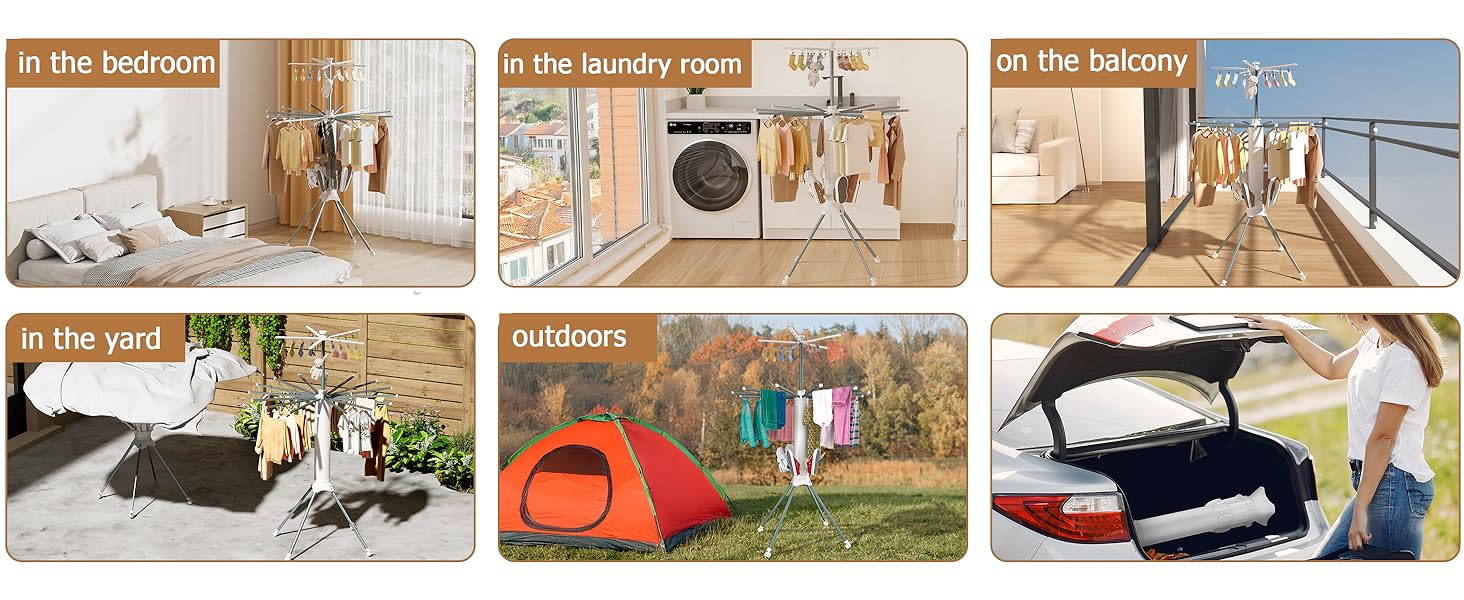 Сушарка для білизни Turm Octopus з 6 крил, 2 бічні крила, 3 яруси, сіра