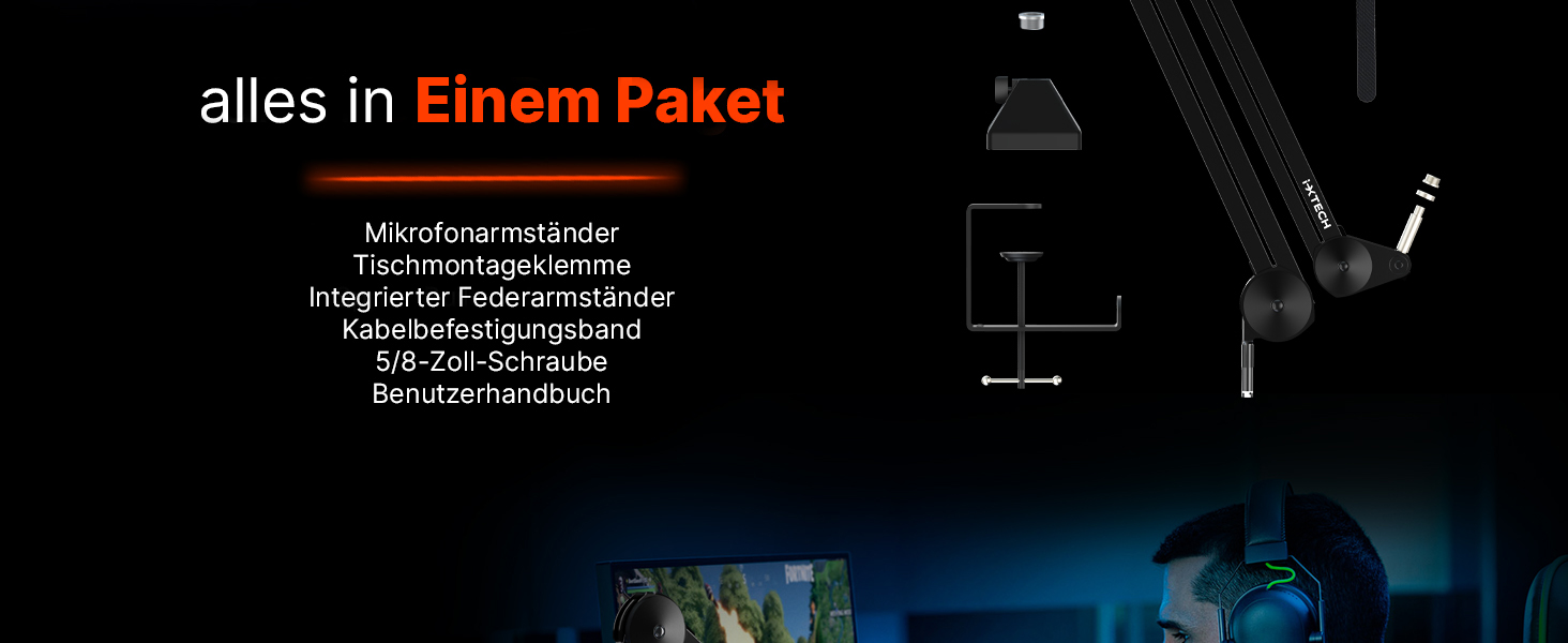 IXTECH Dynaisches мікрофон з нирковою характеристикою RGB, USB/XLR, для студії, подкастів, стрімінгу, запису, геймінгу, співу, Voice-Over, білий (MI06 Large)