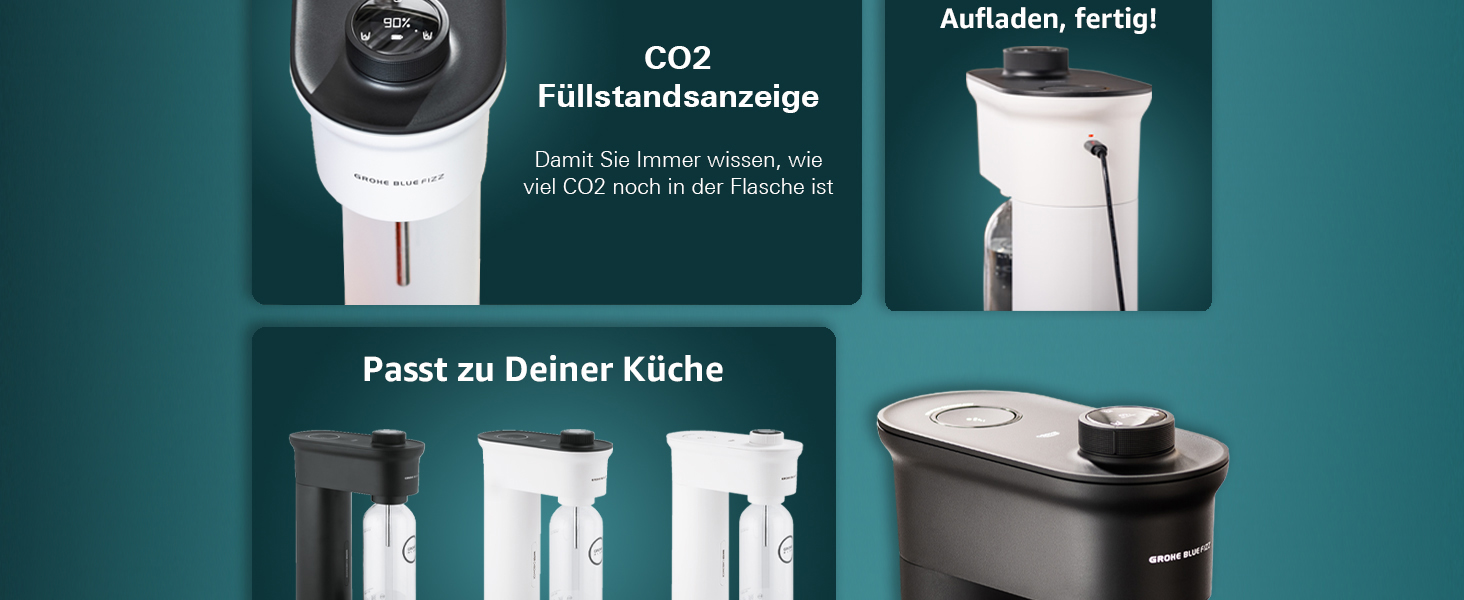 GROHE Blue Fizz Набір для газованої води (3 рівні газування, без CO2 балона, 1x 0,85л пляшка + засіб для чищення), 31943K00 (2x 0,85л пляшка | 1x CO2, з CO2 індикатором, Чорний)