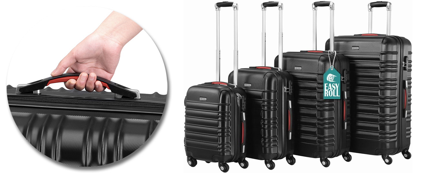 Набір валіз ABS S-M-L-XL з телескопічною ручкою та кодовим замком, срібний