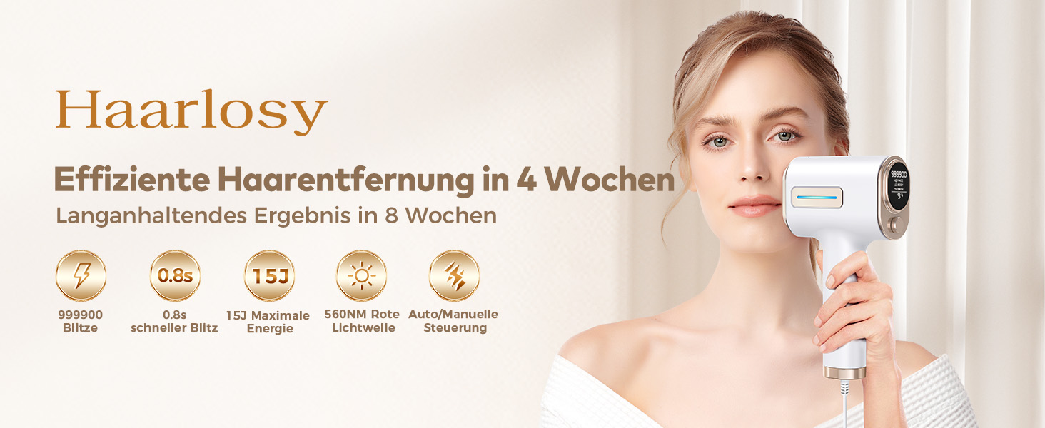 IPL пристрій для епіляції Haarlosy з IGBT-технологією та 9 рівнями інтенсивності, 999,900 імпульсів світла, безболісна епіляція лазером для чоловіків та жінок, для тіла та ніг