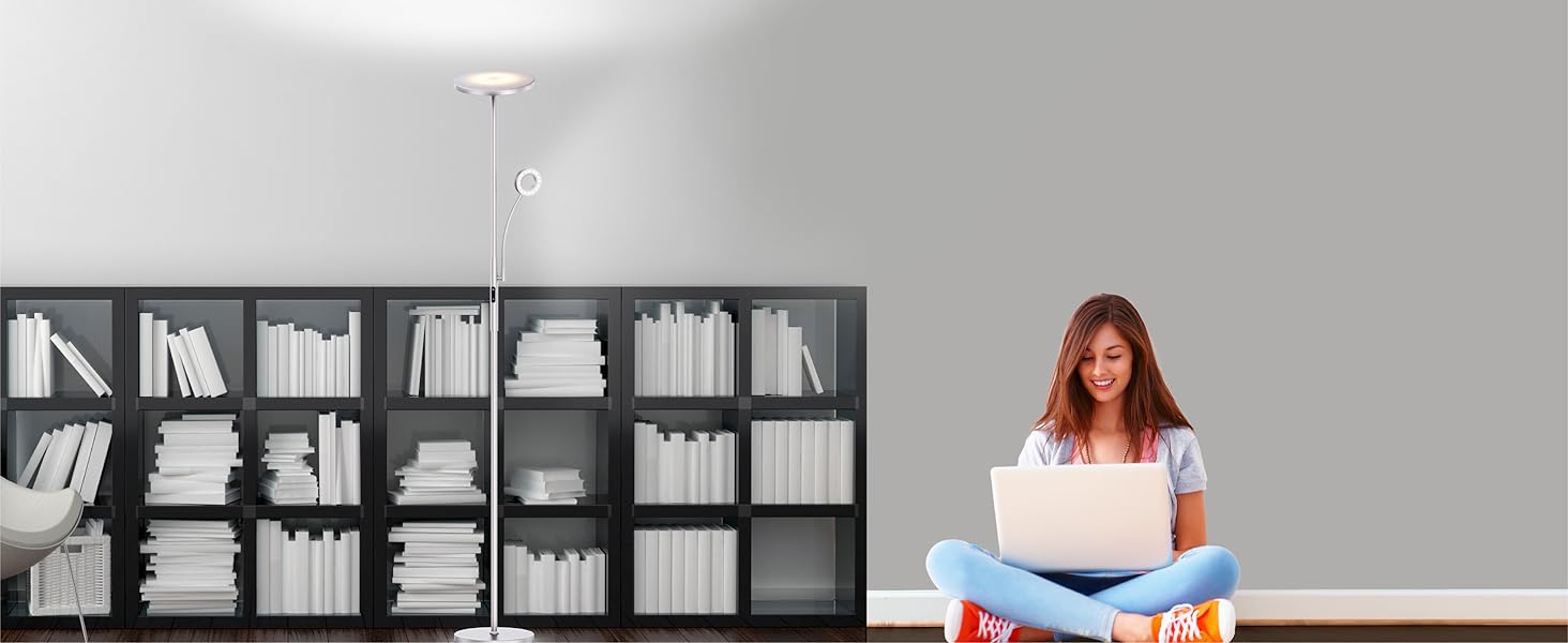 LED торшер Modlicht 35W з регулюванням яскравості, чорний, 4200LM з пультом та сенсорним керуванням, 3000-6000K, для вітальні, спальні, офісу