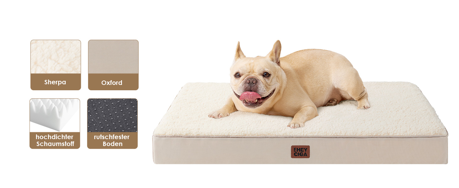 Ортопедичне ліжко для собак EHEYCIGA, малі породи, 76x51x9 см, з м'яким вкладишем, для переноски, Kamel