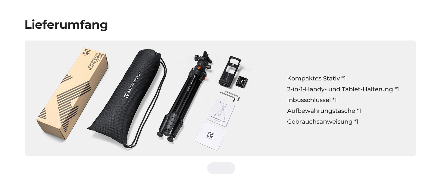 Штатив K&F Concept 163CM з алюмінію: легкий та компактний, до 10 кг, для DSLR, телескопів, камер та смартфонів