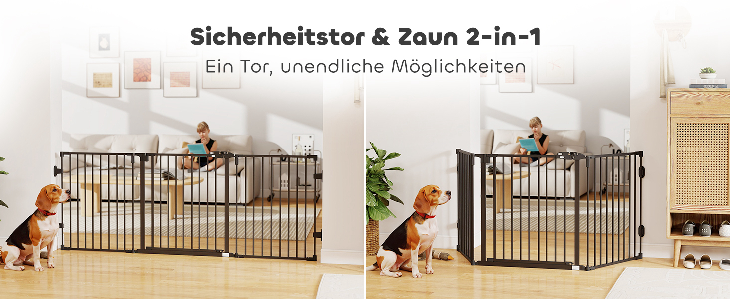 Захисне ґратка для собак PawHut - відбійник для дому, 3 панелі, чорний (202.5 x 76 см)