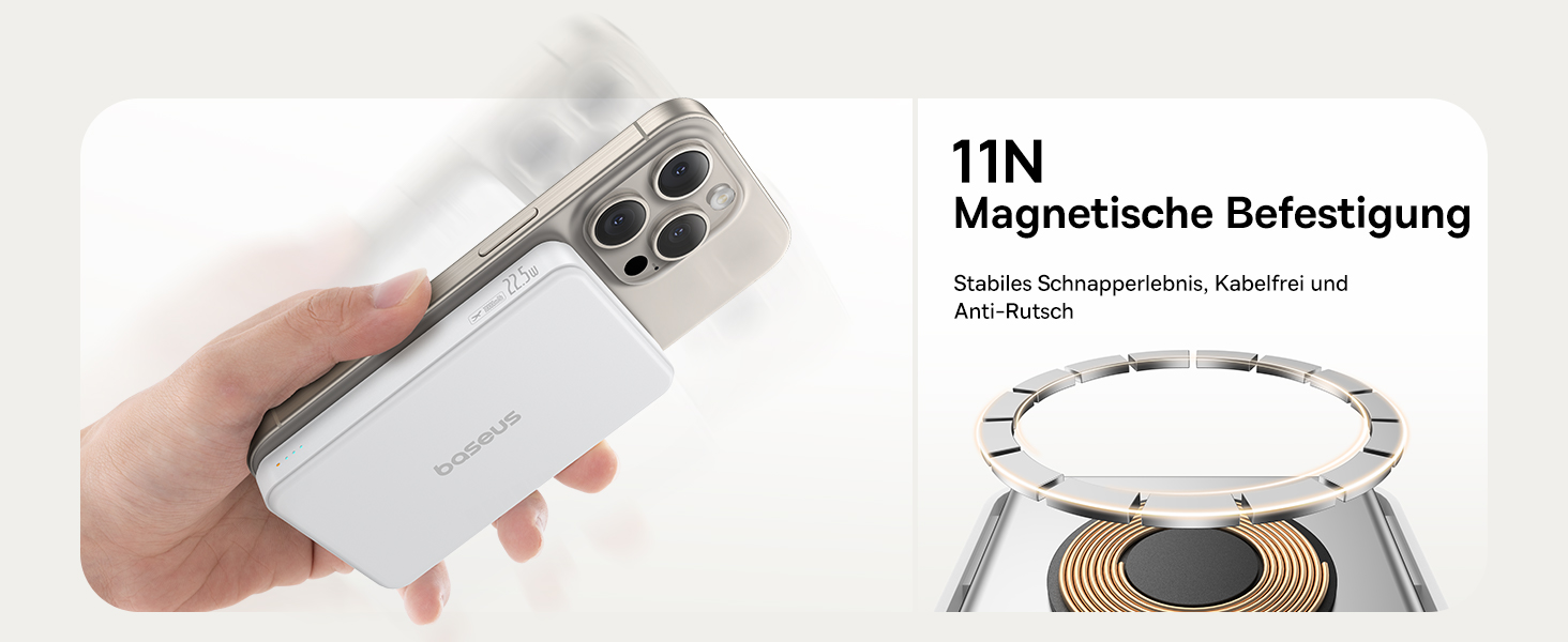 Power Bank Baseus 10000mAh з MagSafe Qi2, 22.5W PD, USB-C, Білий