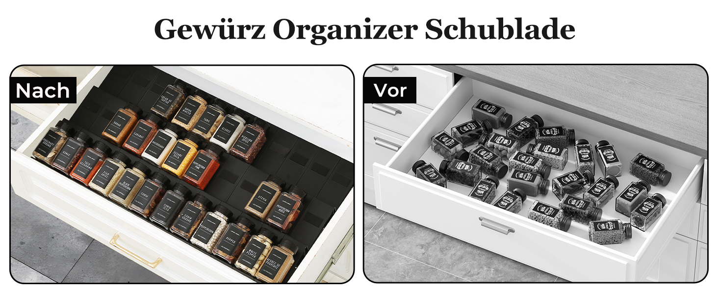Організатор для спецій Famhap, 24 шт. - полиці для спецій у ящик, чорний