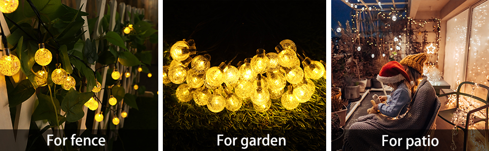 Ланцюжок вогнів RJEDL для декору: 12м, 100 LED, кулі, 8 режимів, IP67, пульт, тепле світло, для дому та саду