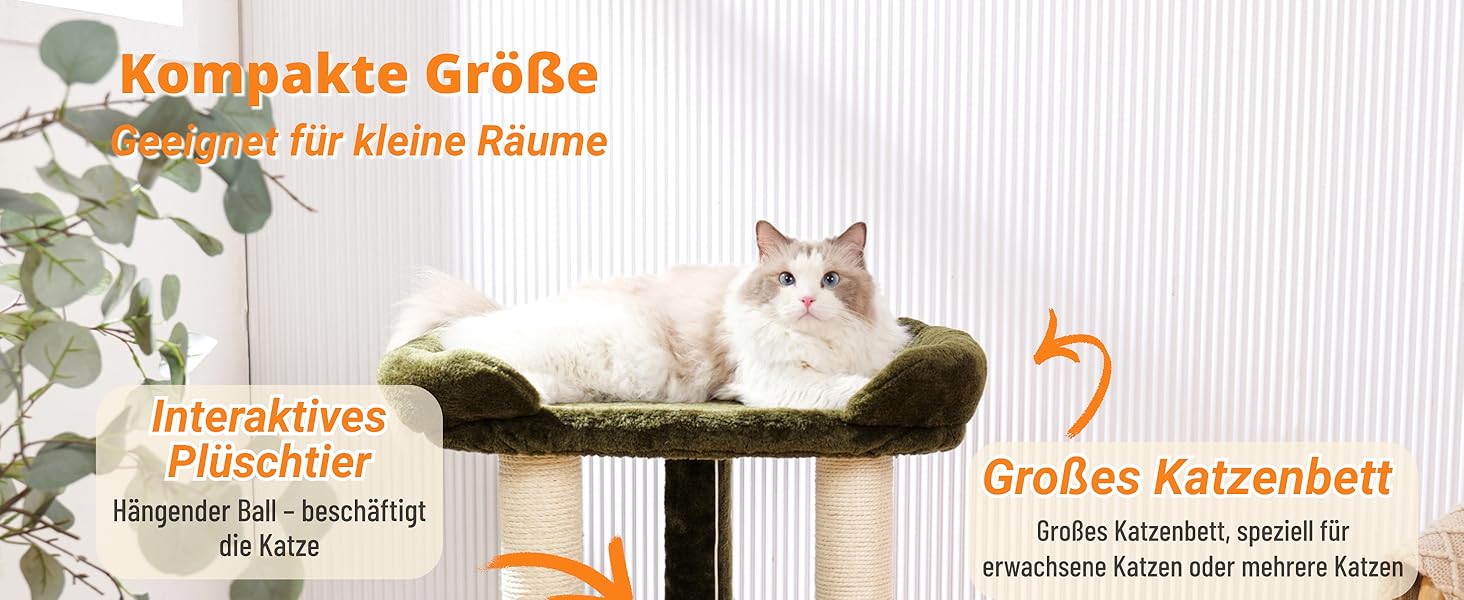 Драбина-кіготь для котів Happi N Pets 71 см, зелена: стабільна, з ліжком та гамаком, обтягнута сизалем