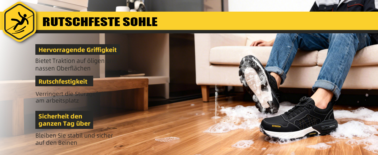 Черевики робочі чоловічі з металевим носком, легкі, дихаючі та міцні, з Clickers та захистом від проколів, неслизька підошва – взуття для професій та будівництва, 44 EU, чорний