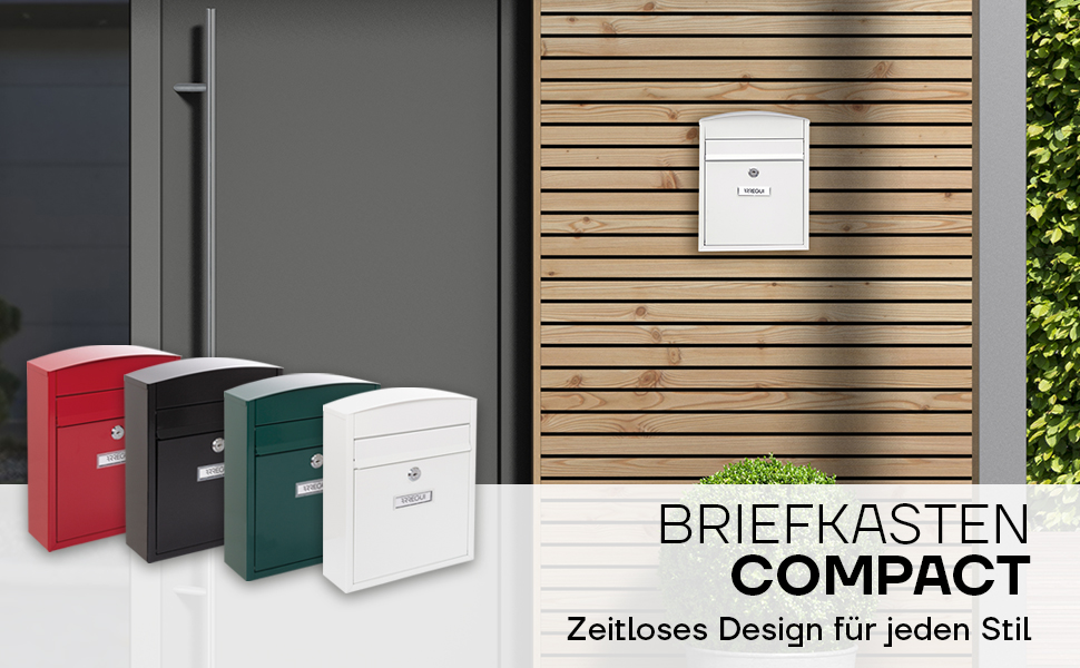 Поштовий ящик ARREGUI Compact E5731 сталевий, білий (S, DIN A5), настінний, водонепроникний, з табличкою для імені, 2 ключі, легкий монтаж