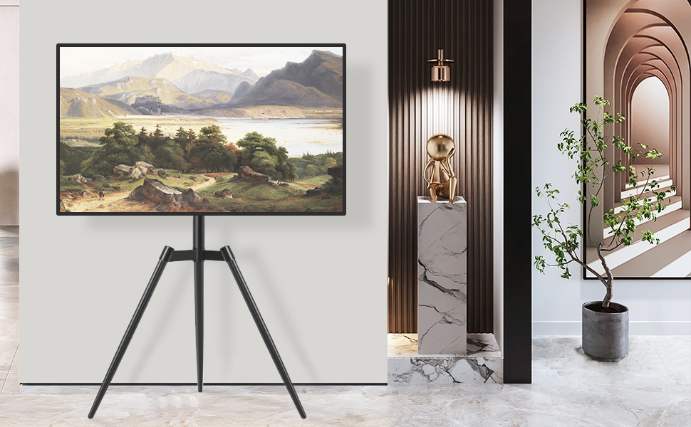 RFIVER Adjustable TV Stand with Swivel Base - Fits 32-65 Inch TVs (VESA 400x400mm, 35kg)