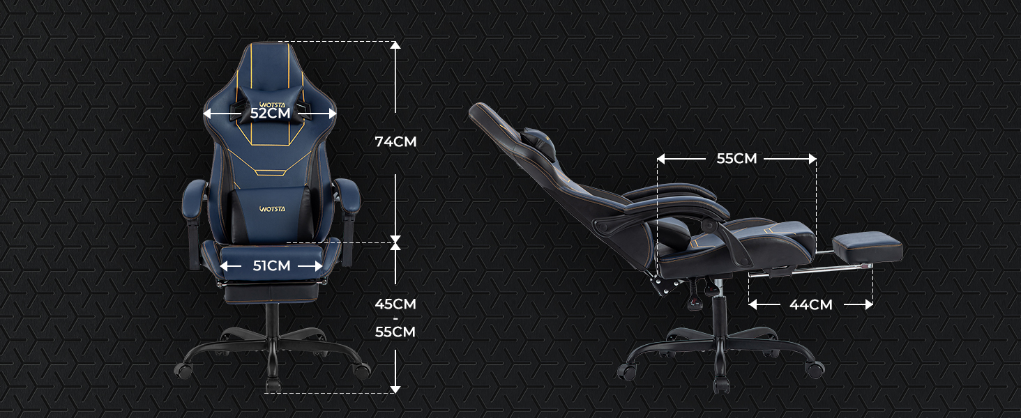 Геймерське крісло Ergonomisch з підставкою для ніг, регульованою висотою, блакитне. Офісне крісло з підтримкою попереку для комп'ютера