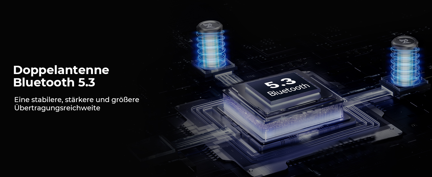 SOOMFON Bluetooth 5.3 Передавач-Приймач для 2 навушників, 3-в-1 Аудіоадаптер з подвійною антеною, Bluetooth Передавач-Приймач для ТВ/Стереосистеми, з регулюванням гучності, Aux/Cinch/Оптичний