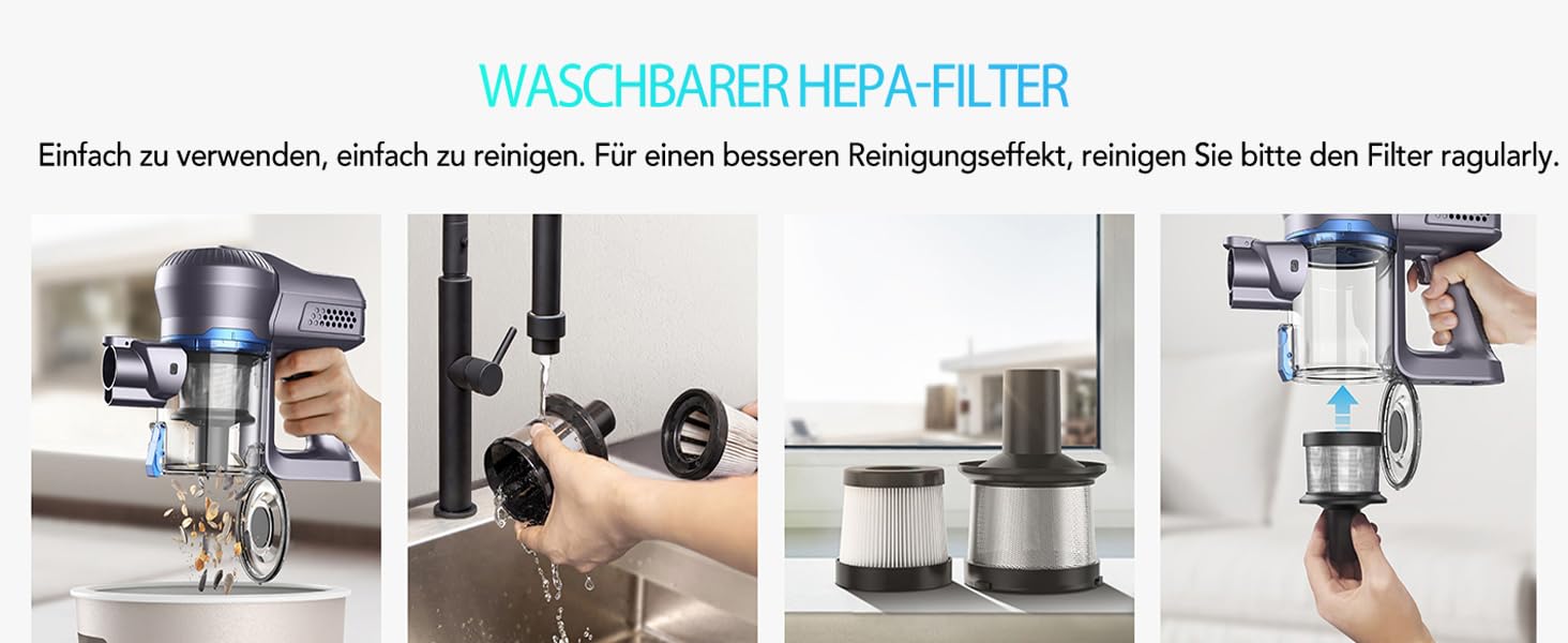 Greenote Бездротовий акумуляторний пилосос: 30 хв роботи, LED, насадка для щілин та м'яка щітка, паркування, для твердих поверхонь та шерсті тварин