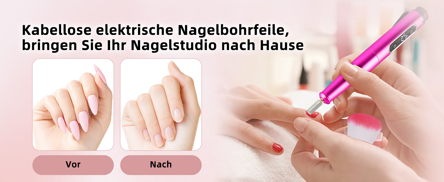 Електричний набір для манікюру та педикюру Nagelfräser: бездротовий фрезер, 5 швидкостей, USB, для гелю, акрилу, Shellac