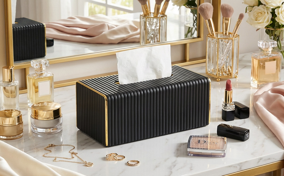 Скляна коробка для серветок, органайзер для косметичних серветок, прямокутна, бежевого кольору