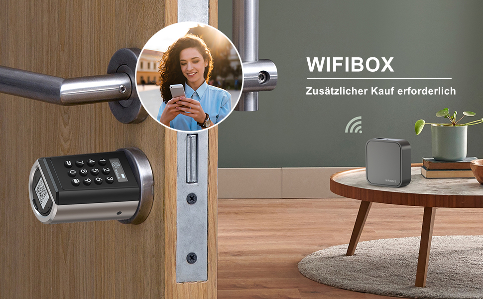 Електронний дверний циліндр WELOCK PCB41 з кодовим замком, RFID-карткою, Wi-Fi, APP-керуванням, для дверей 50-100 мм, IP65, легкий монтаж